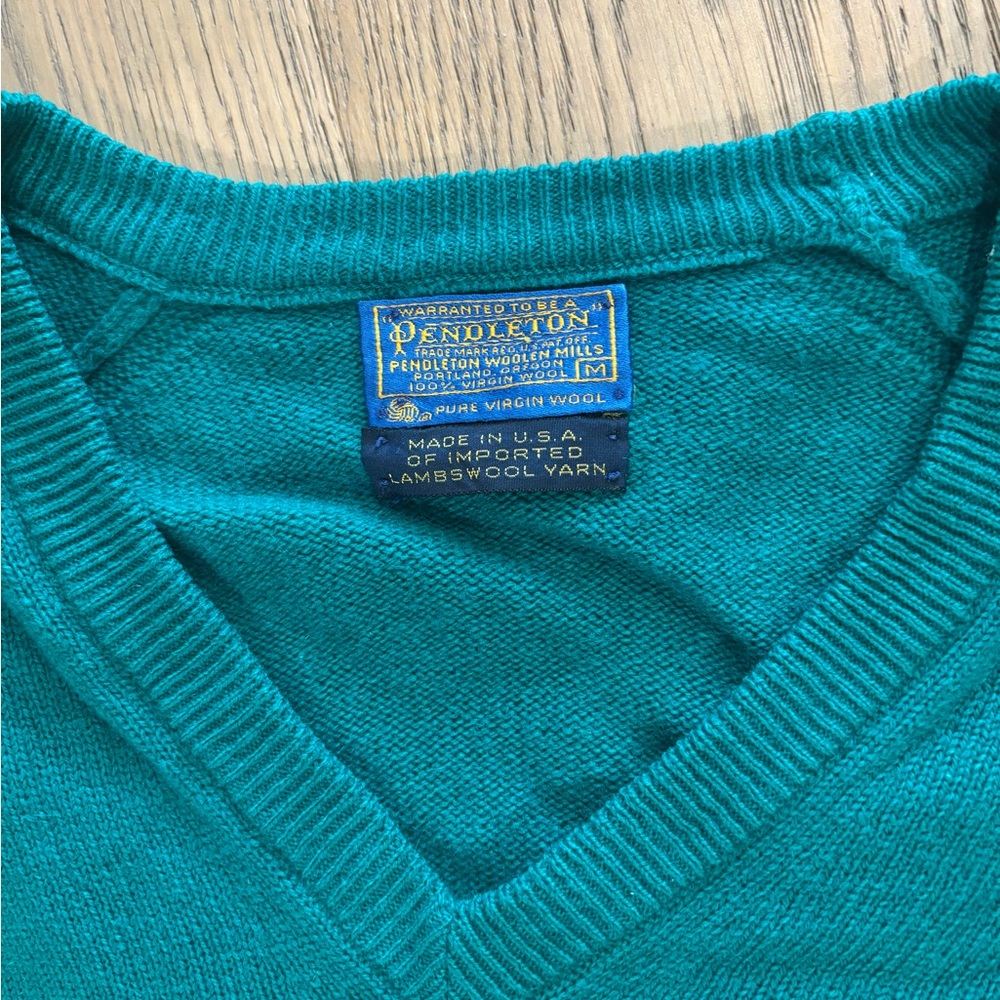 Pendleton Turquoise Lambswool Pullover Sweater - image 3
